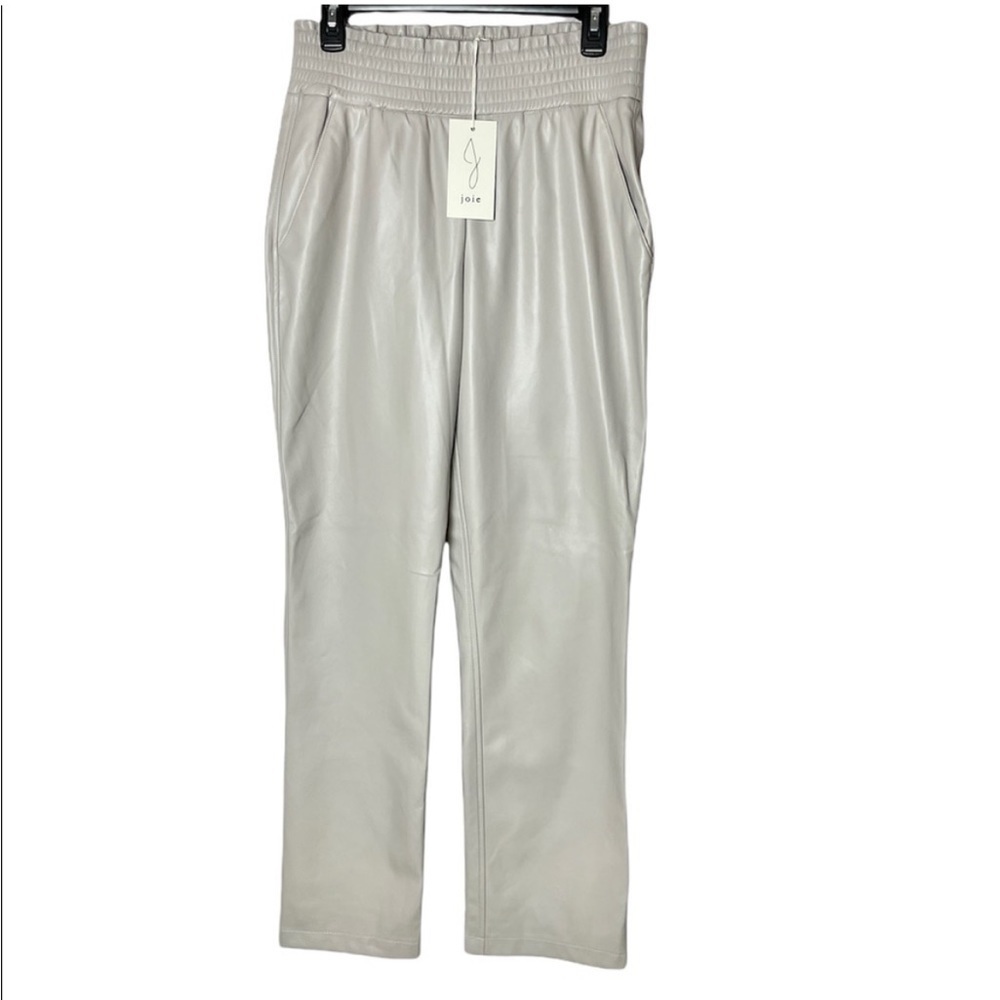 Joie faux leather straight leg high waisted trouser pant new gray women’s medium